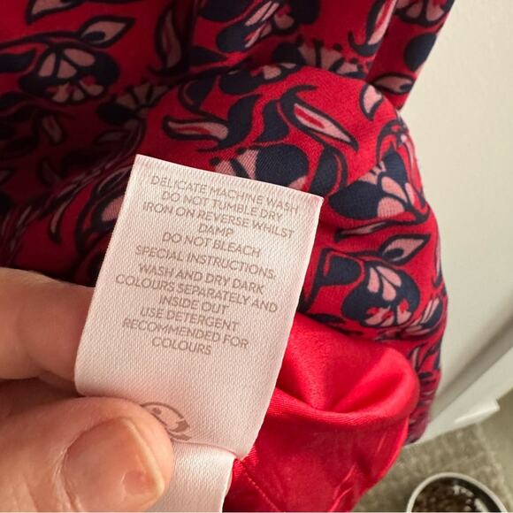 Boden Red Blue Floral Print Flounce Hem 3/4 Sleeve Midi Dress Women's size 6 - Picture 5 of 6